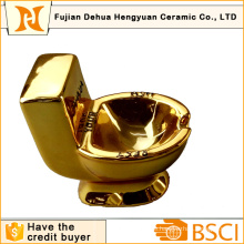 Lustiges Geschenk der Goldüberzug-Toilettenform-keramischen Aschenbecher